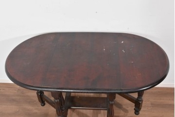 和製ヴィンテージ　松本民芸家具　M型バタフライ卓(楕円)　重厚な脚部デザインのバタフライテーブル　定価約28万円　(R-085836)