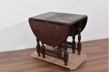 和製ヴィンテージ　松本民芸家具　M型バタフライ卓(楕円)　重厚な脚部デザインのバタフライテーブル　定価約28万円　(R-085836)