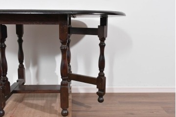 和製ヴィンテージ　松本民芸家具　M型バタフライ卓(楕円)　重厚な脚部デザインのバタフライテーブル　定価約28万円　(R-085836)