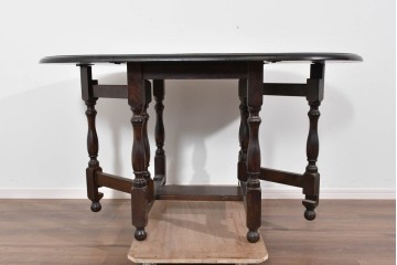 和製ヴィンテージ　松本民芸家具　M型バタフライ卓(楕円)　重厚な脚部デザインのバタフライテーブル　定価約28万円　(R-085836)