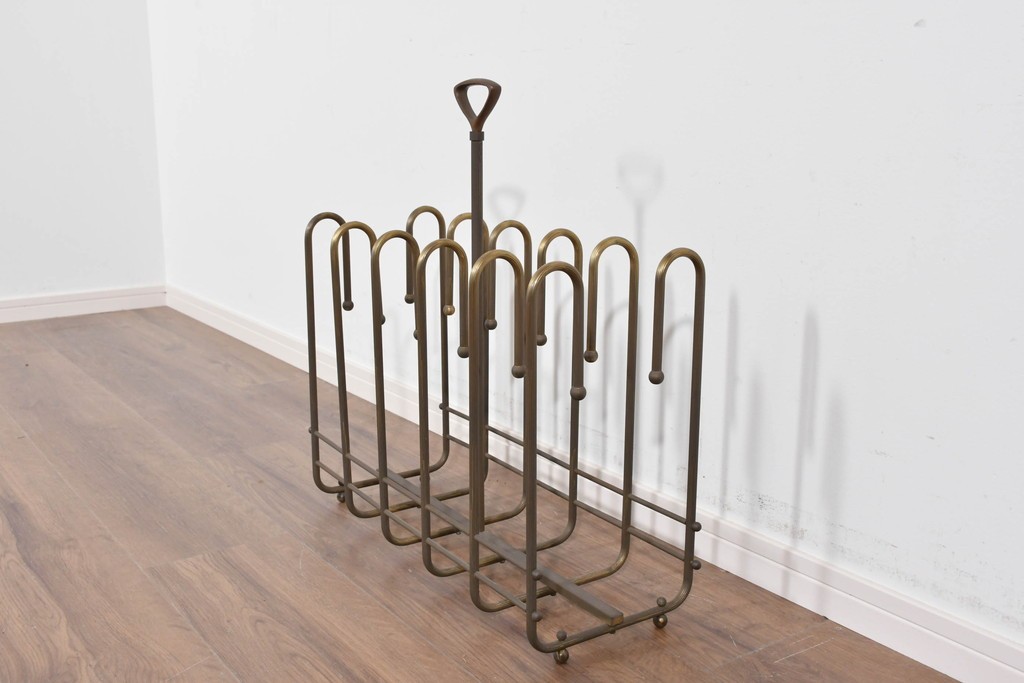 ヴィンテージ　真鍮製　柔らかな曲線美が魅力のスリッパラック　(R-085844)