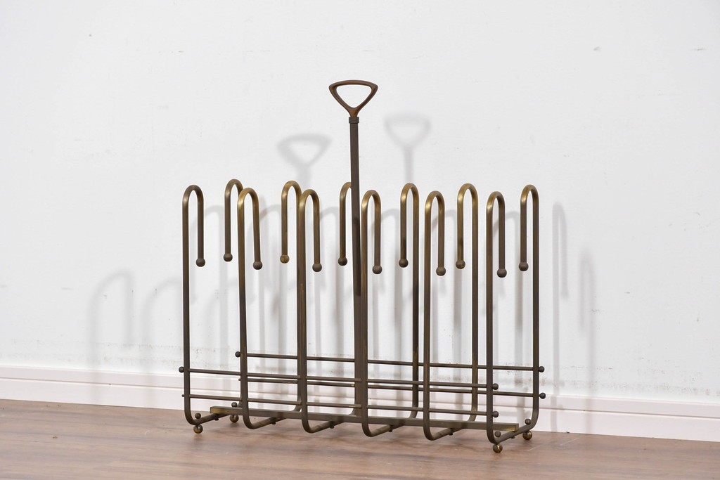 ヴィンテージ　真鍮製　柔らかな曲線美が魅力のスリッパラック　(R-085844)