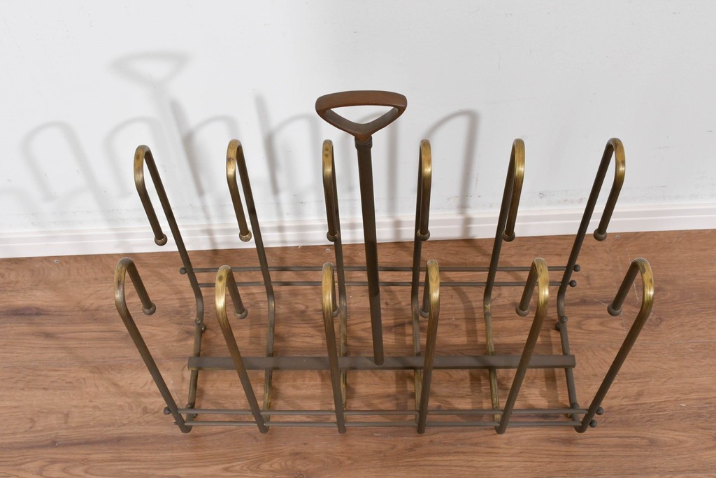 ヴィンテージ　真鍮製　柔らかな曲線美が魅力のスリッパラック　(R-085844)