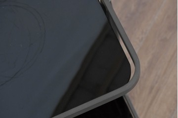 ヨーロッパヴィンテージ　希少デザイン　真鍮×黒ガラス　ミッドセンチュリースタイルのトロリーワゴン　(R-085846)