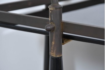 ヨーロッパヴィンテージ　希少デザイン　真鍮×黒ガラス　ミッドセンチュリースタイルのトロリーワゴン　(R-085846)