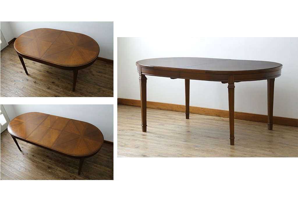 中古　maruni(マルニ木工)　地中海ロイヤルシリーズ(ROYAL)　端正な脚部と柔らかな輪郭が調和するエクステンションテーブル　定価約33万円　(R-085847)