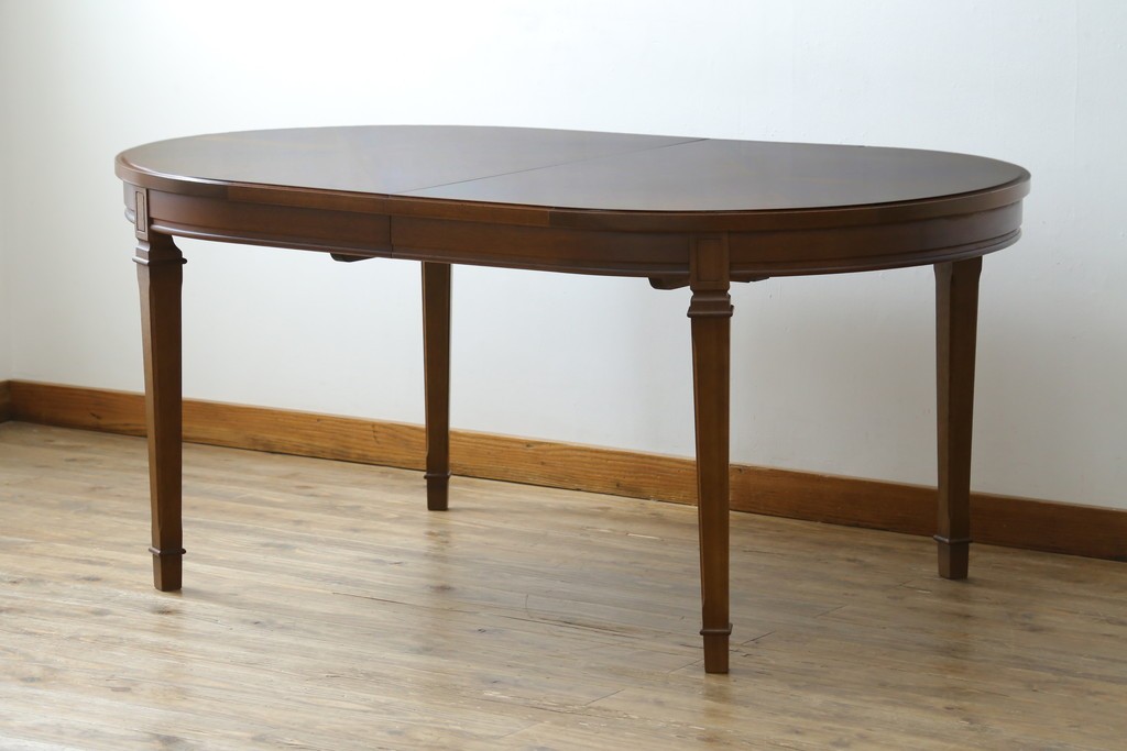 中古　maruni(マルニ木工)　地中海ロイヤルシリーズ(ROYAL)　端正な脚部と柔らかな輪郭が調和するエクステンションテーブル　定価約33万円　(R-085847)