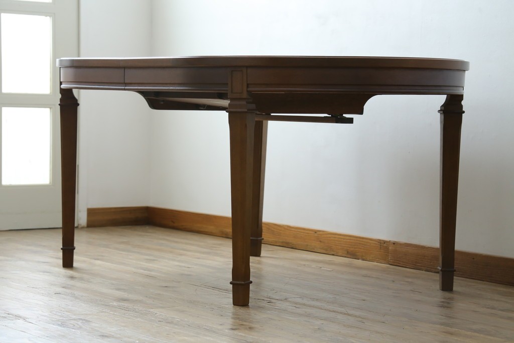 中古　maruni(マルニ木工)　地中海ロイヤルシリーズ(ROYAL)　端正な脚部と柔らかな輪郭が調和するエクステンションテーブル　定価約33万円　(R-085847)