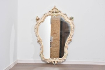 イタリアヴィンテージ　イタリア高級家具　SILIK(シリック)　繊細なロココ調装飾が華やぐウォールミラー　定価約40万円　(R-085848)