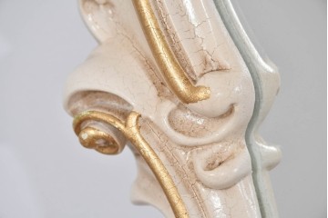 イタリアヴィンテージ　イタリア高級家具　SILIK(シリック)　繊細なロココ調装飾が華やぐウォールミラー　定価約40万円　(R-085848)