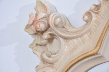 イタリアヴィンテージ　イタリア高級家具　SILIK(シリック)　繊細なロココ調装飾が華やぐウォールミラー　定価約40万円　(R-085849)