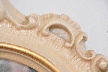イタリアヴィンテージ　イタリア高級家具　SILIK(シリック)　繊細なロココ調装飾が華やぐウォールミラー　定価約40万円　(R-085849)