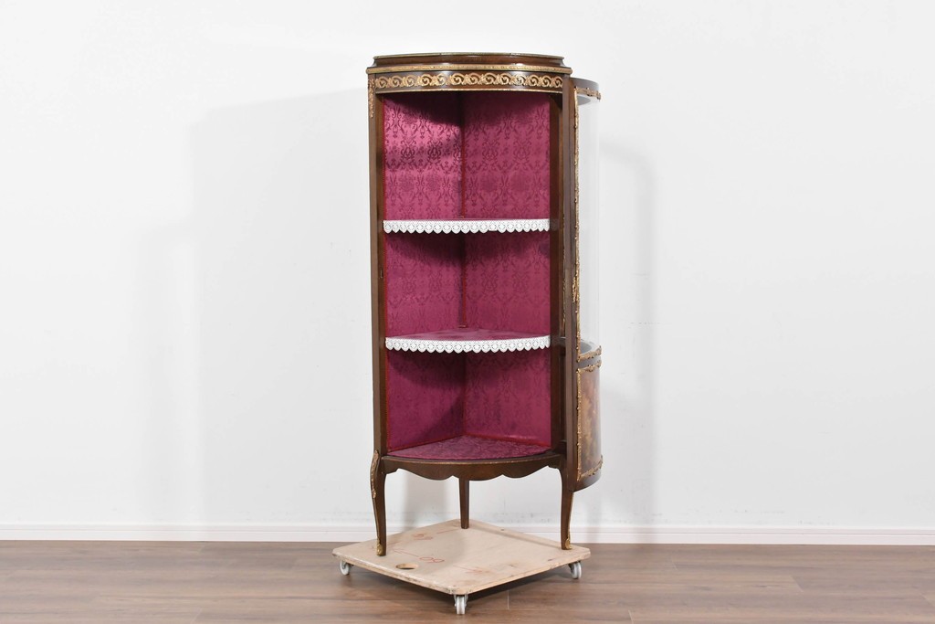 中古　美品　スペイン高級家具　MARINER(マリネール)　優雅な金彩装飾と風景画が美しいコーナーキャビネット　定価約45万円　(R-085851)