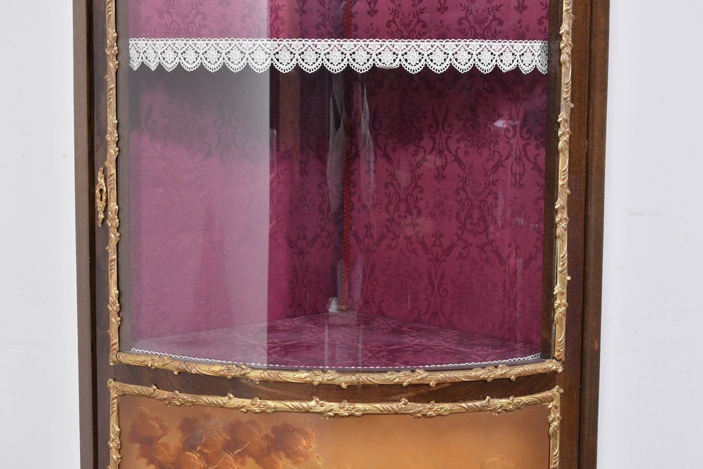 中古　美品　スペイン高級家具　MARINER(マリネール)　優雅な金彩装飾と風景画が美しいコーナーキャビネット　定価約45万円　(R-085851)