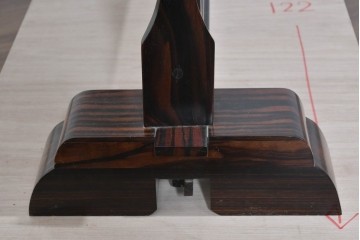 中古　高級品　縞黒檀(シマコクタン)　精巧な透かし彫りと格子編み面の衝立　定価約65万円　(R-085852)