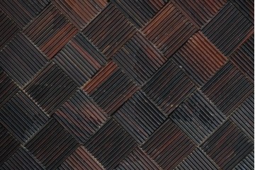 中古　高級品　縞黒檀(シマコクタン)　精巧な透かし彫りと格子編み面の衝立　定価約65万円　(R-085852)