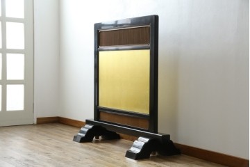 和製ヴィンテージ　高級工芸品　輪島塗　格子意匠と金地面の衝立　定価約120万円　(R-085854)