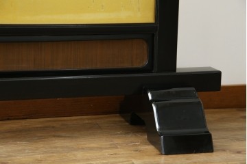 和製ヴィンテージ　高級工芸品　輪島塗　格子意匠と金地面の衝立　定価約120万円　(R-085854)