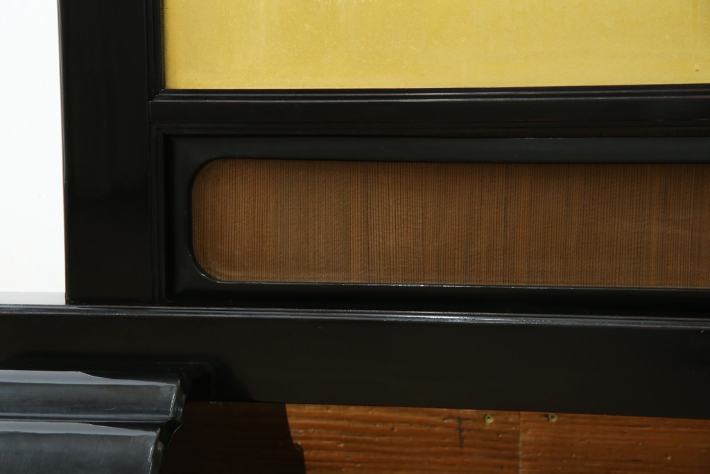 和製ヴィンテージ　高級工芸品　輪島塗　格子意匠と金地面の衝立　定価約120万円　(R-085854)