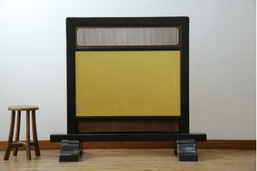 和製ヴィンテージ　高級工芸品　輪島塗　格子意匠と金地面の衝立　定価約120万円　(R-085854)