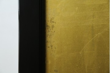 和製ヴィンテージ　高級工芸品　輪島塗　格子意匠と金地面の衝立　定価約120万円　(R-085854)