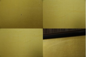 和製ヴィンテージ　高級工芸品　輪島塗　格子意匠と金地面の衝立　定価約120万円　(R-085854)