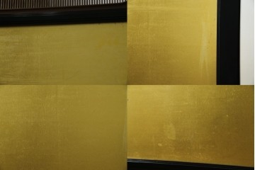 和製ヴィンテージ　高級工芸品　輪島塗　格子意匠と金地面の衝立　定価約120万円　(R-085854)