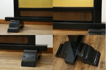 和製ヴィンテージ　高級工芸品　輪島塗　格子意匠と金地面の衝立　定価約120万円　(R-085854)