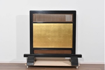 和製ヴィンテージ　高級工芸品　輪島塗　格子意匠と金地面の衝立　定価約120万円　(R-085854)