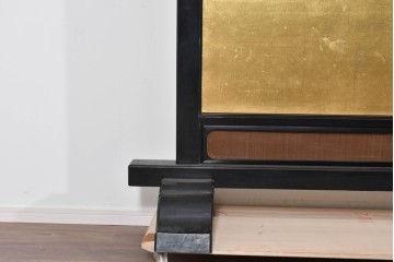 和製ヴィンテージ　高級工芸品　輪島塗　格子意匠と金地面の衝立　定価約120万円　(R-085854)