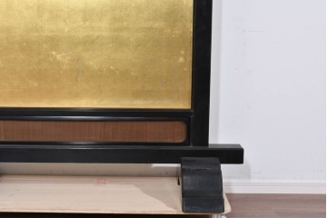 和製ヴィンテージ　高級工芸品　輪島塗　格子意匠と金地面の衝立　定価約120万円　(R-085854)