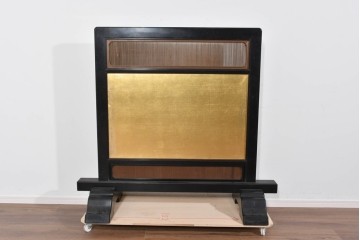 和製ヴィンテージ　高級工芸品　輪島塗　格子意匠と金地面の衝立　定価約120万円　(R-085854)