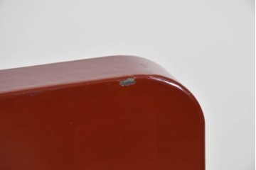 アジアンヴィンテージ　高級工芸品　漆塗り　人物と花鳥装飾が味わい深い朱塗りの衝立　(R-085856)