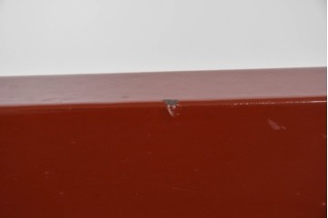 アジアンヴィンテージ　高級工芸品　漆塗り　人物と花鳥装飾が味わい深い朱塗りの衝立　(R-085856)