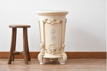 中古　イタリア高級家具　SILIK(シリック)　パステル彩色のレリーフ装飾が華やかな傘立て　定価約46万円　(R-085863)