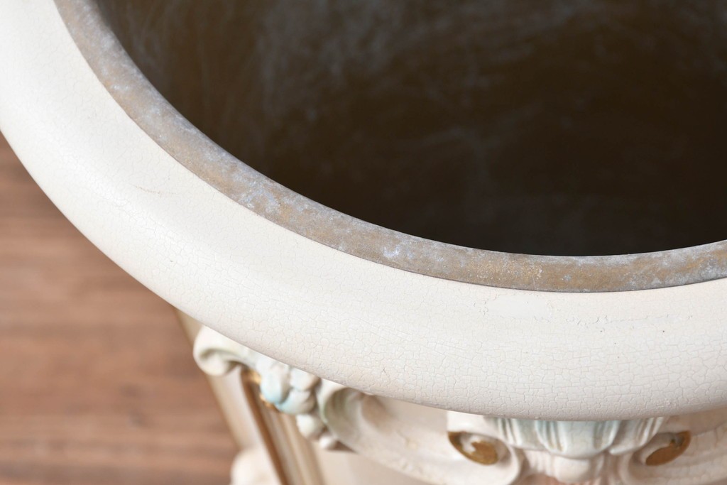 中古　イタリア高級家具　SILIK(シリック)　パステル彩色のレリーフ装飾が華やかな傘立て　定価約46万円　(R-085863)