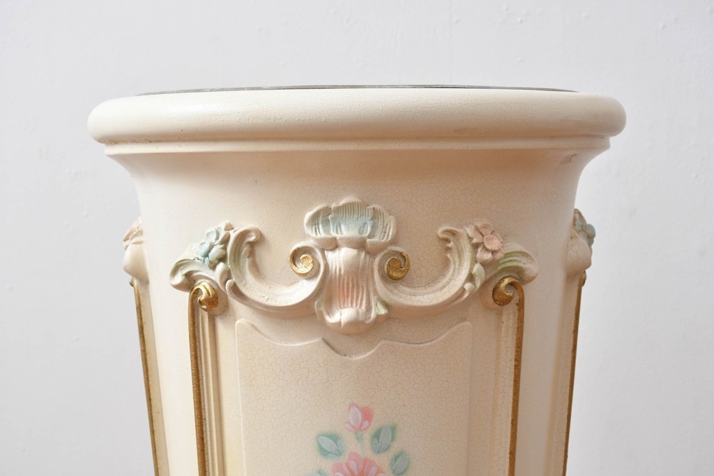 中古　イタリア高級家具　SILIK(シリック)　パステル彩色のレリーフ装飾が華やかな傘立て　定価約46万円　(R-085863)