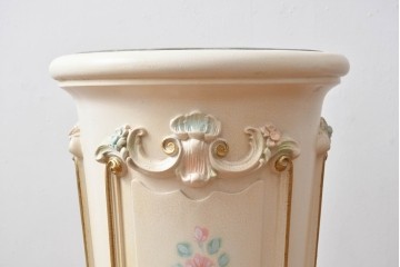 中古　イタリア高級家具　SILIK(シリック)　パステル彩色のレリーフ装飾が華やかな傘立て　定価約46万円　(R-085863)