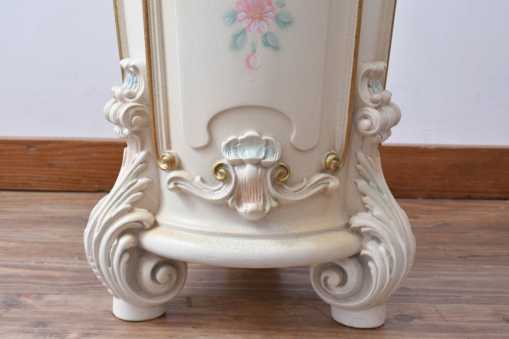 中古　イタリア高級家具　SILIK(シリック)　パステル彩色のレリーフ装飾が華やかな傘立て　定価約46万円　(R-085863)