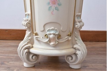 中古　イタリア高級家具　SILIK(シリック)　パステル彩色のレリーフ装飾が華やかな傘立て　定価約46万円　(R-085863)