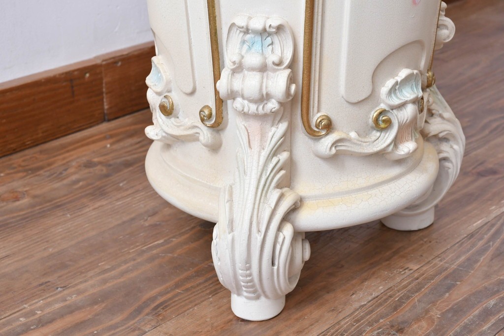 中古　イタリア高級家具　SILIK(シリック)　パステル彩色のレリーフ装飾が華やかな傘立て　定価約46万円　(R-085863)