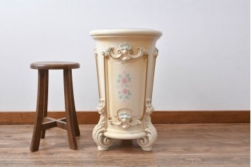 中古　イタリア高級家具　SILIK(シリック)　パステル彩色のレリーフ装飾が華やかな傘立て　定価約46万円　(R-085863)