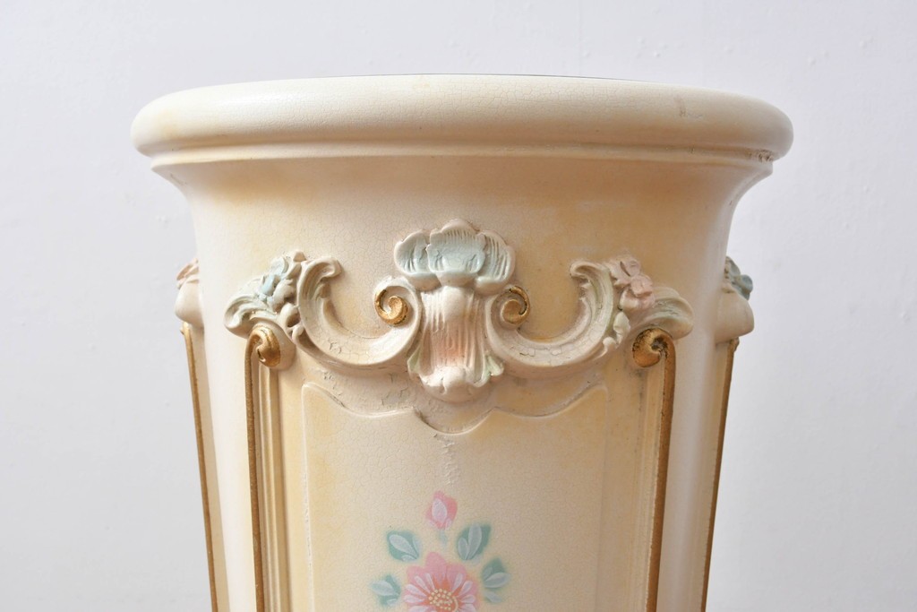 中古　イタリア高級家具　SILIK(シリック)　パステル彩色のレリーフ装飾が華やかな傘立て　定価約46万円　(R-085863)