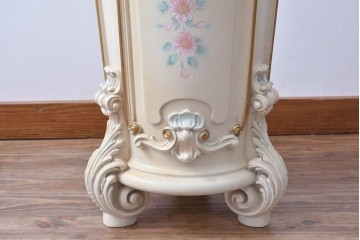 中古　イタリア高級家具　SILIK(シリック)　パステル彩色のレリーフ装飾が華やかな傘立て　定価約46万円　(R-085863)