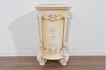 中古　イタリア高級家具　SILIK(シリック)　パステル彩色のレリーフ装飾が華やかな傘立て　定価約46万円　(R-085863)