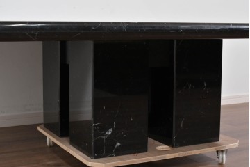 中古　ネオダヴィンチ(Neo Da Vinci)取り扱い　ネロ・マルキニア大理石　重厚な大理石天板のローテーブル　定価約100万円　(R-085864)