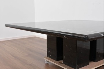 中古　ネオダヴィンチ(Neo Da Vinci)取り扱い　ネロ・マルキニア大理石　重厚な大理石天板のローテーブル　定価約100万円　(R-085864)