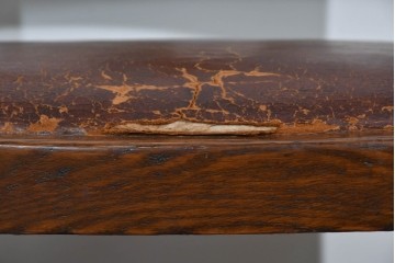 イギリスアンティーク　オーク材　存在感のある彫刻装飾とバルボスレッグが素敵なダイニングチェア4脚セット　(R-085866)