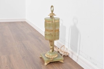 中古　イタリア製　ゴールド色の装飾が優美なオニキス製テーブルスタンド　(R-085867)