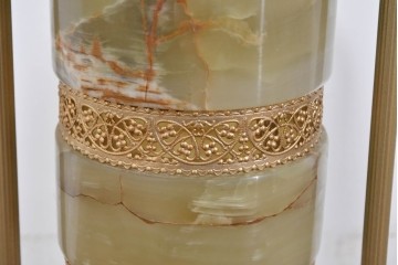 中古　イタリア製　ゴールド色の装飾が優美なオニキス製テーブルスタンド　(R-085867)